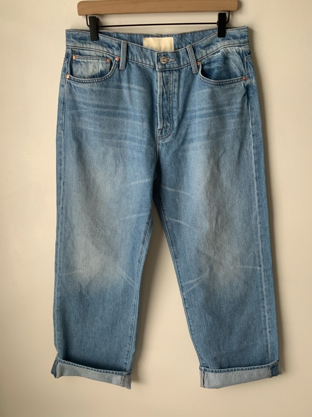 NWT MOTHER SUPERIOR Jeans Lil’ Doger Button Hover Cuff Funk Flair Blue Size 29 - Picture 2 of 13